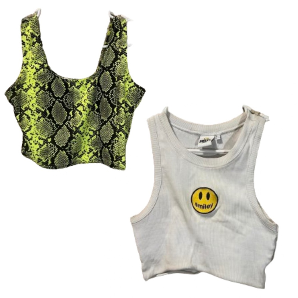 Bundle of 2 size S Smiley Brand / Jennyfer cropped tank tops.